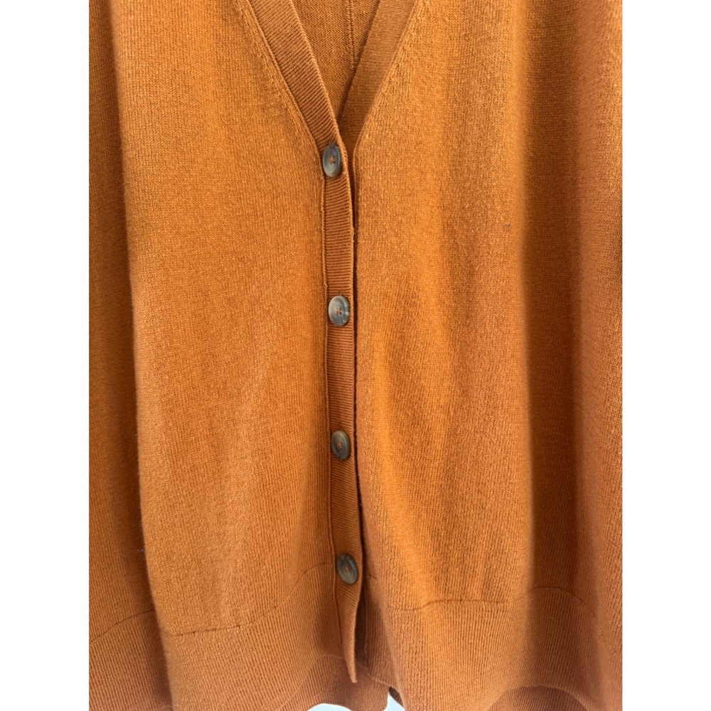 Lucky Brand Women's Cloud Soft Relaxed V-Neck Cardigan Sweater - Burnt Orange - Picture 2 of 4